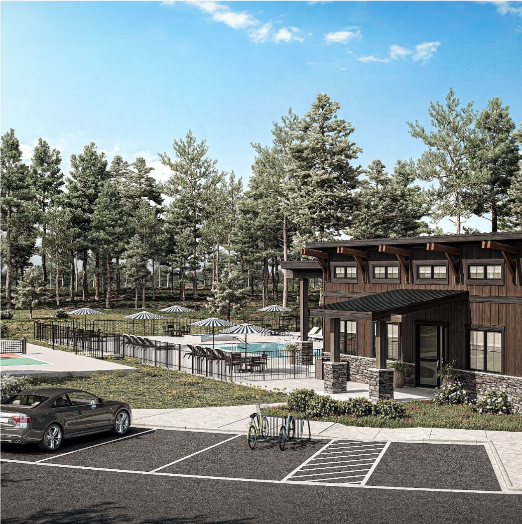 Nestled in the serene beauty of Suncadia Resort, this lodge boasts a parking lot, bike rack, pool area, and tennis court. Surrounded by towering trees under a clear blue sky, it's a short drive from delightful Cle Elum restaurants.