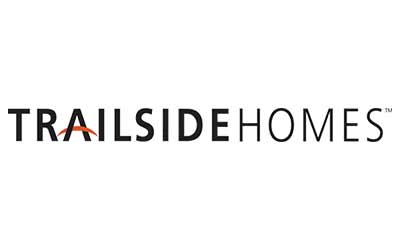 Logo of Trailside Homes with the text "Trailside Homes" in black capital letters and a stylized orange arch over the letter "A", reflecting its connection to Suncadia Resort in Washington.