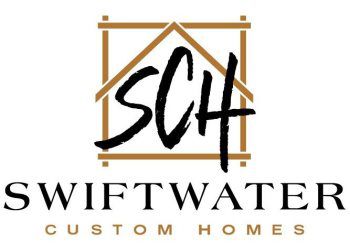 Logo for Swiftwater Custom Homes featuring stylized "SCH" within a house outline above the company name.